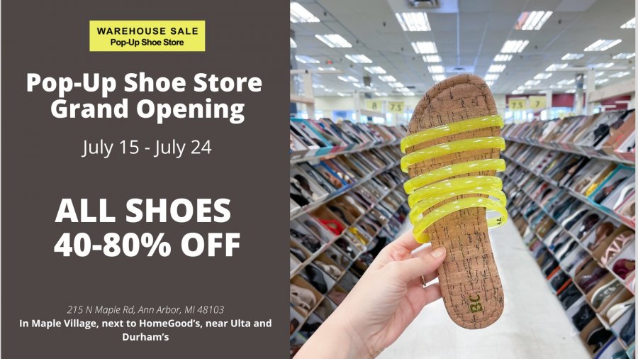 Warehouse Sale Pop-Up Shoe Store in Ann Arbor, MI