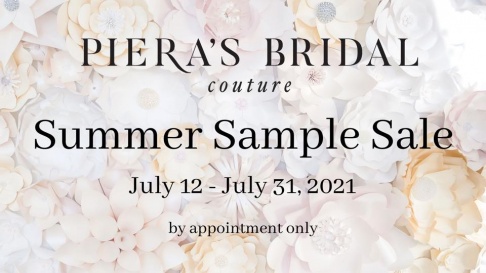 Piera's Bridal Couture Summer 2021 Sample Sale